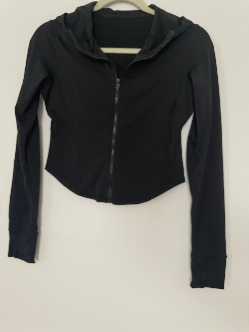 Black Zip-Up Hooded workout/running Jacket